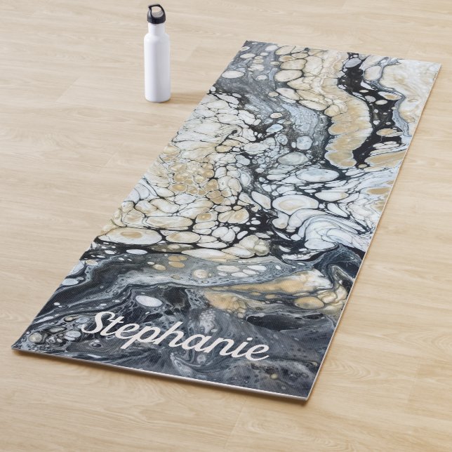 Bold Black Abstract Personalised Yoga Mat (In Situ)