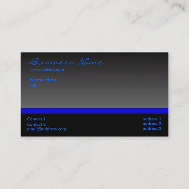 Bold Black and Blue business card (Front)
