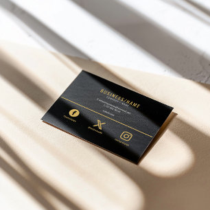 Bold black and gold, social media business card