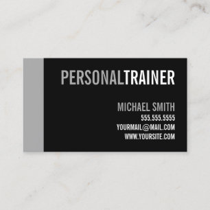Bold Black and Grey Personal Trainer Business Card