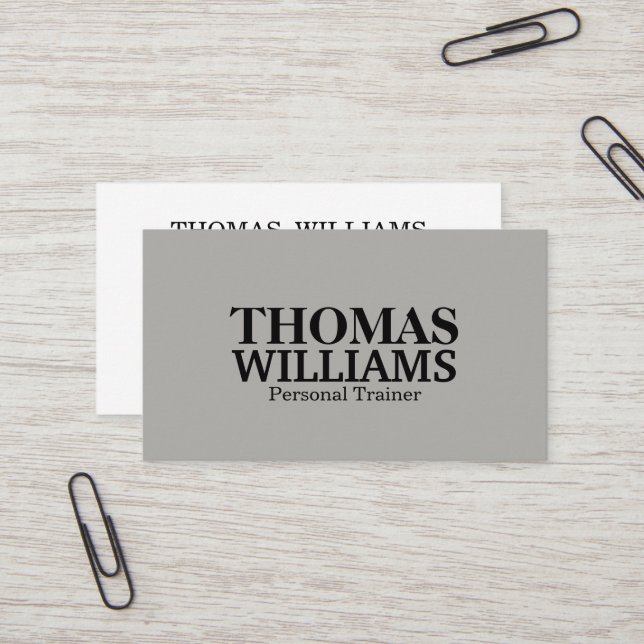 Bold Black and Grey Personal Trainer Business Card (Front/Back In Situ)