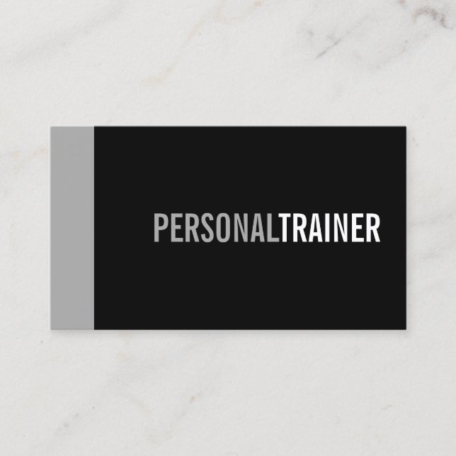 Bold Black and Grey Personal Trainer Business Card (Front)