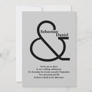 Bold Black and Grey Wedding Invitation