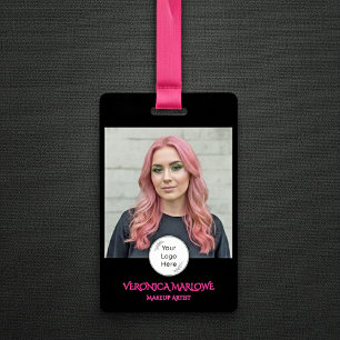 Bold Black and Hot Pink Photo ID Badge