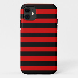 Bold Black and Red Stripes Pattern iPhone 11 Case