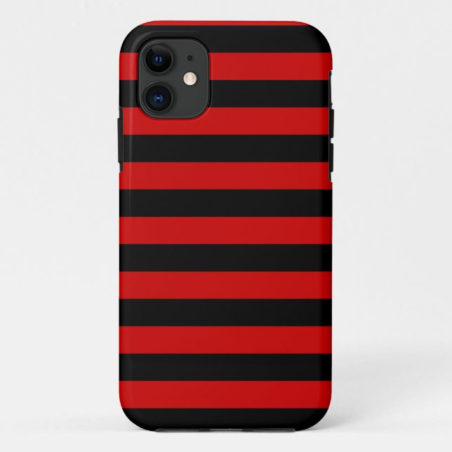Bold Black and Red Stripes Pattern Case-Mate iPhone Case (Back)