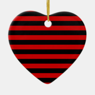 Bold Black and Red Stripes Pattern Ceramic Tree Decoration