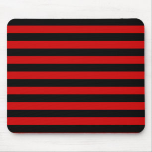 Bold Black and Red Stripes Pattern Mouse Mat