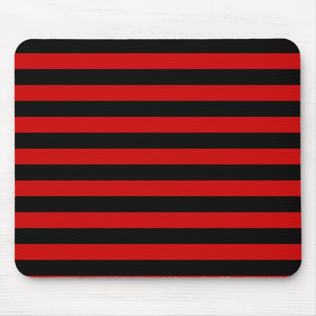 Bold Black and Red Stripes Pattern Mouse Mat (Front)