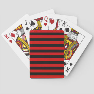 Bold Black and Red Stripes Pattern Playing Cards