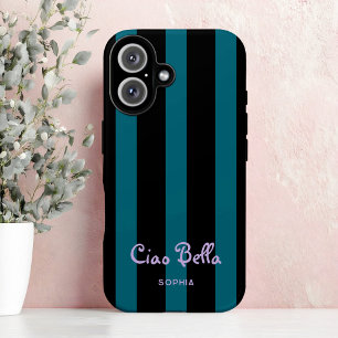 Bold Black and Teal Stripes   Ciao Bella