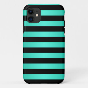 Bold Black and Teal Stripes Pattern iPhone 11 Case