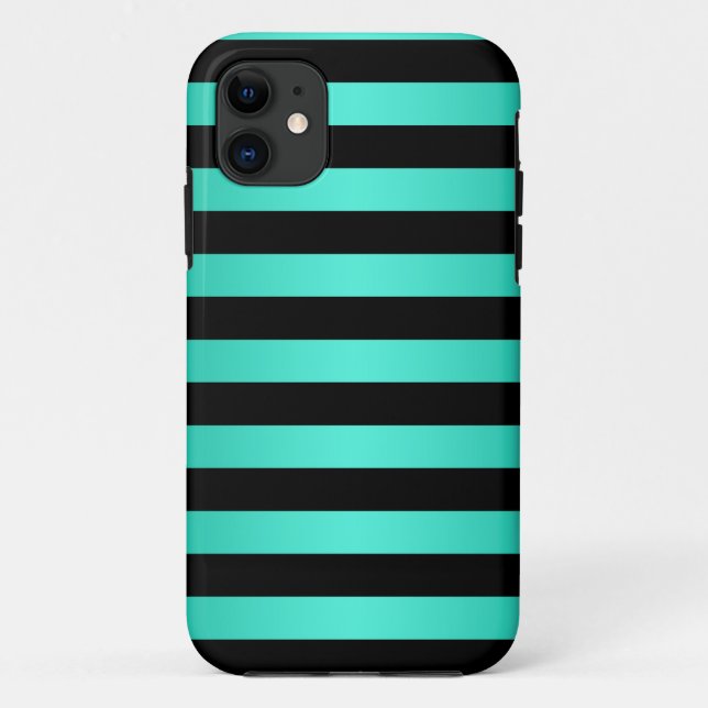 Bold Black and Teal Stripes Pattern Case-Mate iPhone Case (Back)