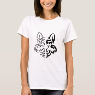 Bold Black and White Animal Wolf Head Design T-Shirt