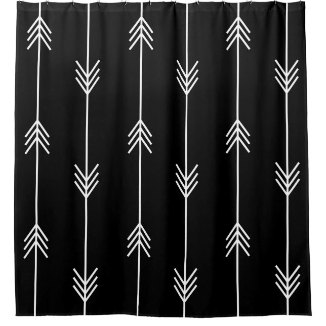 Bold Black and White Arrow Pattern Shower Curtain (Front)