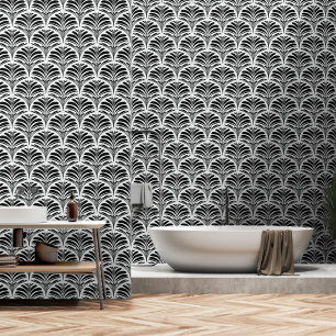 Bold Black and White Art Deco Geometric Design  Wallpaper
