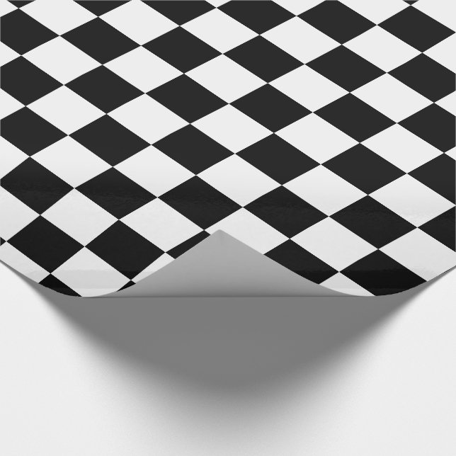 Bold Black and White Chequerboard Wrapping Paper (Corner)
