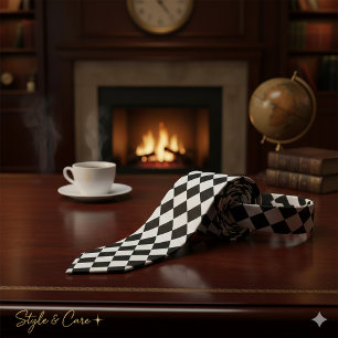 Bold Black and White Chevron Pattern Classic Tie