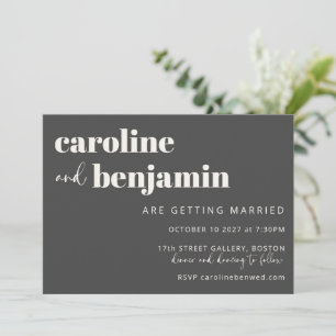 Bold Black and White Elegant Chic Modern Wedding Invitation