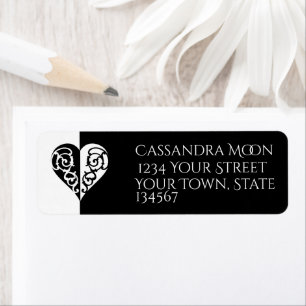Bold Black and White Filigree Return Address Label