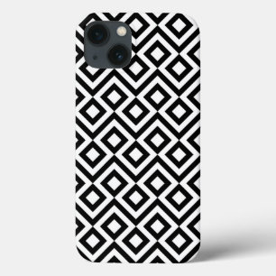 Bold Black and White Geometric Meander iPhone 13 Case