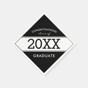 Bold Black and White Graduation Party Napkins