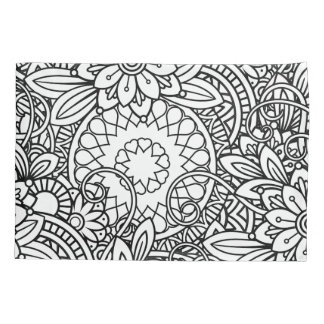 Bold Black and White Graphic Design Floral Pillowcase