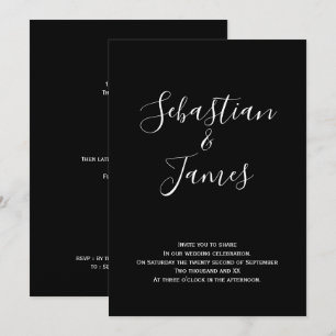Bold Black and White Handwritten Wedding Invitation