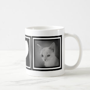Bold Black and White Heart with Two Instagram Pics Coffee Mug