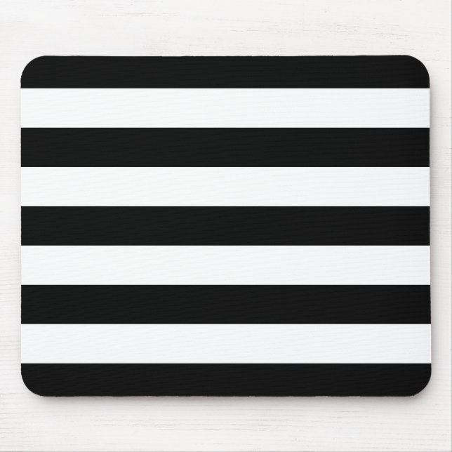 Bold Black And White Horizontal Stripes Mouse Mat (Front)