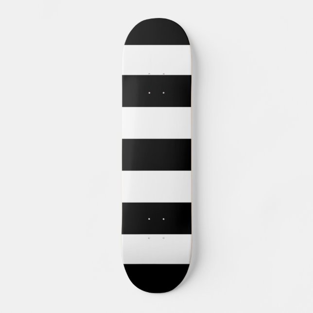 Bold Black And White Horizontal Stripes Skateboard (Front)