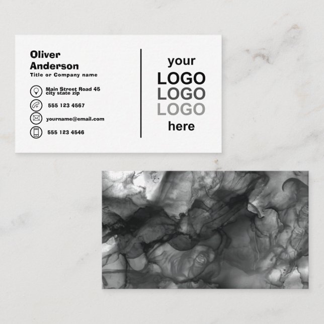 Bold Black and White Logo  Business Card (Front/Back)