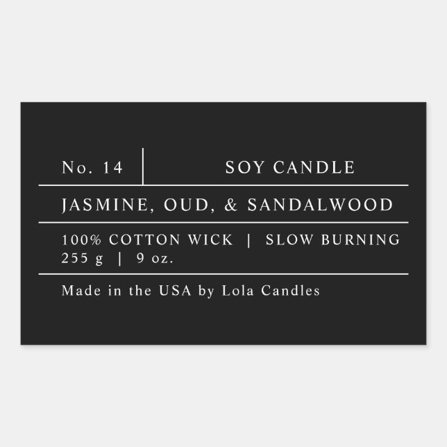 Bold Black and White Luxury Matte Candle Label (Front)