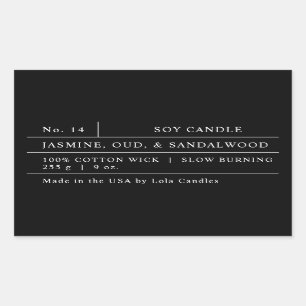 Bold Black and White Luxury Matte Candle Label