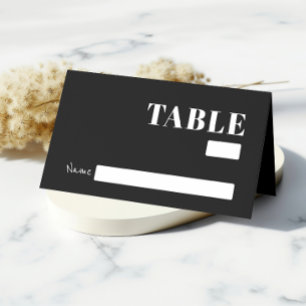 Bold Black and White Minimalist Wedding Guest Place Card