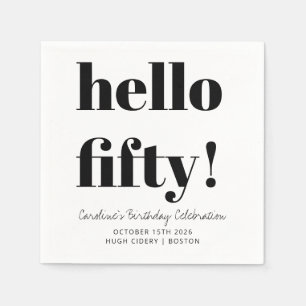 Bold Black and White Modern 50th Birthday Custom Napkin