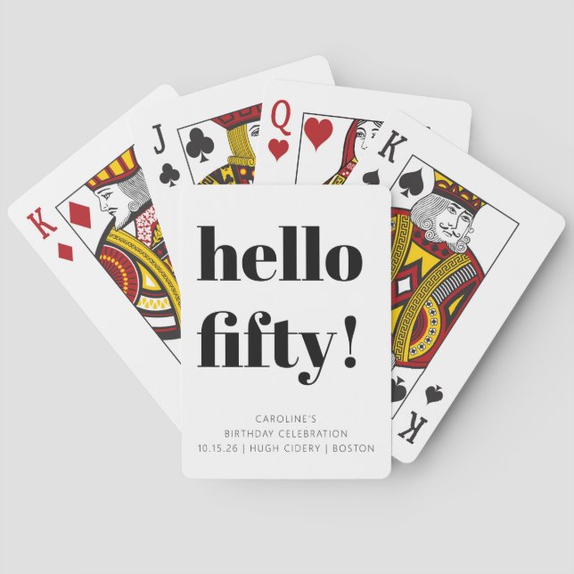 Bold Black and White Modern 50th Birthday Custom Playing Cards (Back)