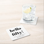 Bold Black and White Modern 50th Birthday Custom Square Paper Coaster<br><div class="desc">Bold Black and White Modern 50th Birthday Custom Square Paper Coaster</div>