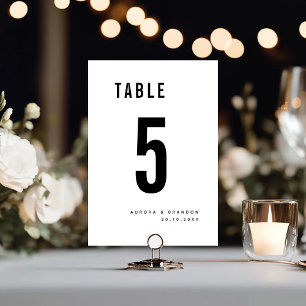 Bold Black and White Modern Monogram Chic Wedding Table Number