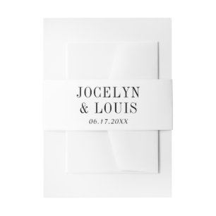 Bold Black and White Modern Wedding Invitation Belly Band
