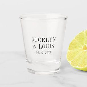 Bold Black and White Modern Wedding Shot Glass