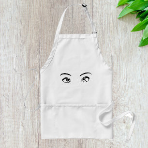 Bold Black and White Mysterious Eyes Illustration Standard Apron