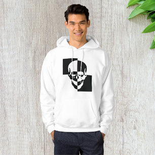 Bold Black and White Optical Illusion Skull Design Hoodie