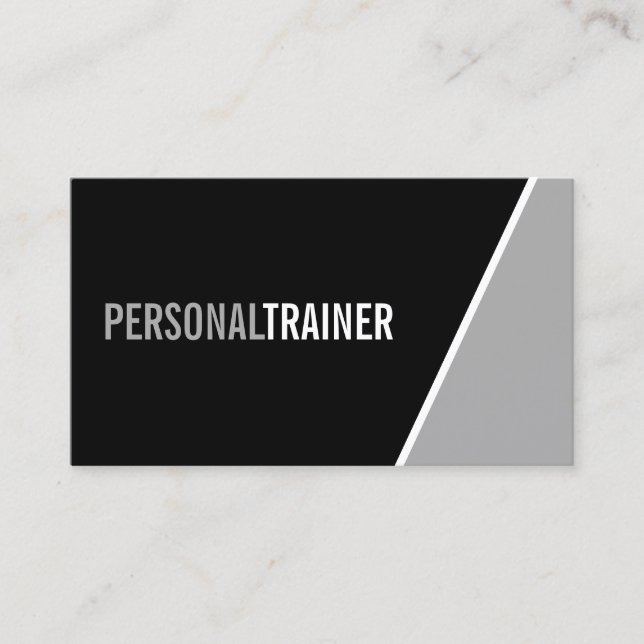 Bold Black and White Personal Trainer Business Card (Front)