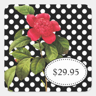 Bold Black and White Polka Dots Camellia Price Tag