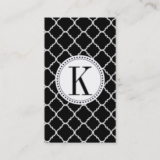 bold black and white quatrefoil business card