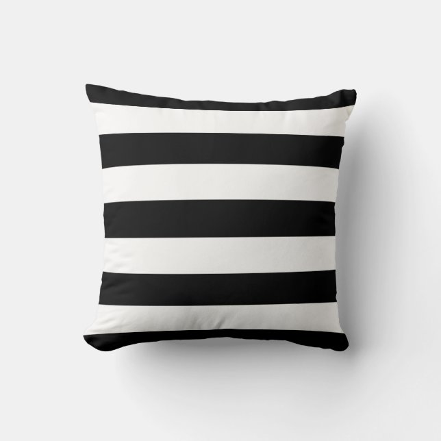 Bold Black And White Stripes Design Cushion (Front)