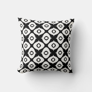 Bold Black and White Symmetrical Arabesque Pattern Cushion