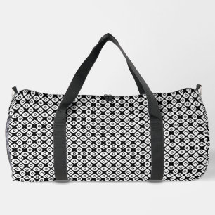 Bold Black and White Symmetrical Arabesque Pattern Duffle Bag