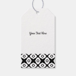 Bold Black and White Symmetrical Arabesque Pattern Gift Tags